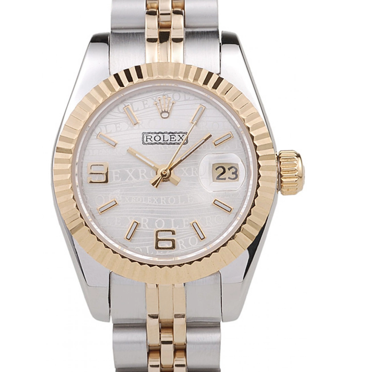 Aaa replica watch Yellow Datejust Plated Two 98079 Steel Rolex Tone Stainless Gold 0708